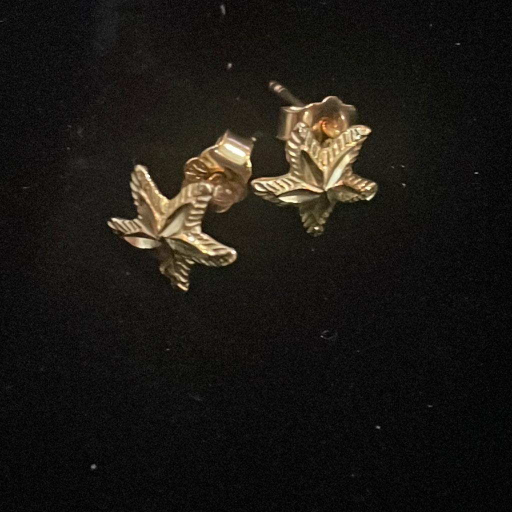 14k Gold Star Earrings With 14k Gold Backing
